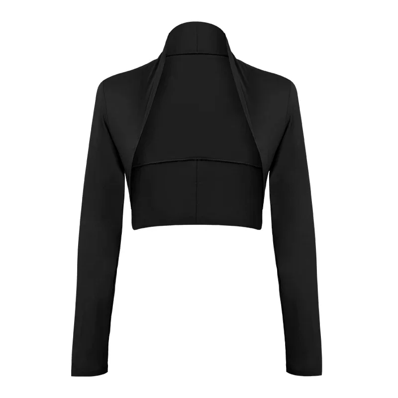 Bolero preto feminino encolher de ombros manga longa dança encolher aquecer topos ballet casaco camisa de dança para collants/vestido cami