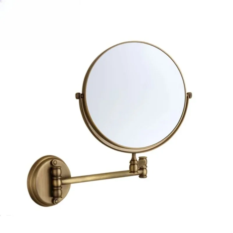 Makeup Mirror Round 3X Enlarged Folding Magic Wall Mounted Antique Brass Makeup Mirror