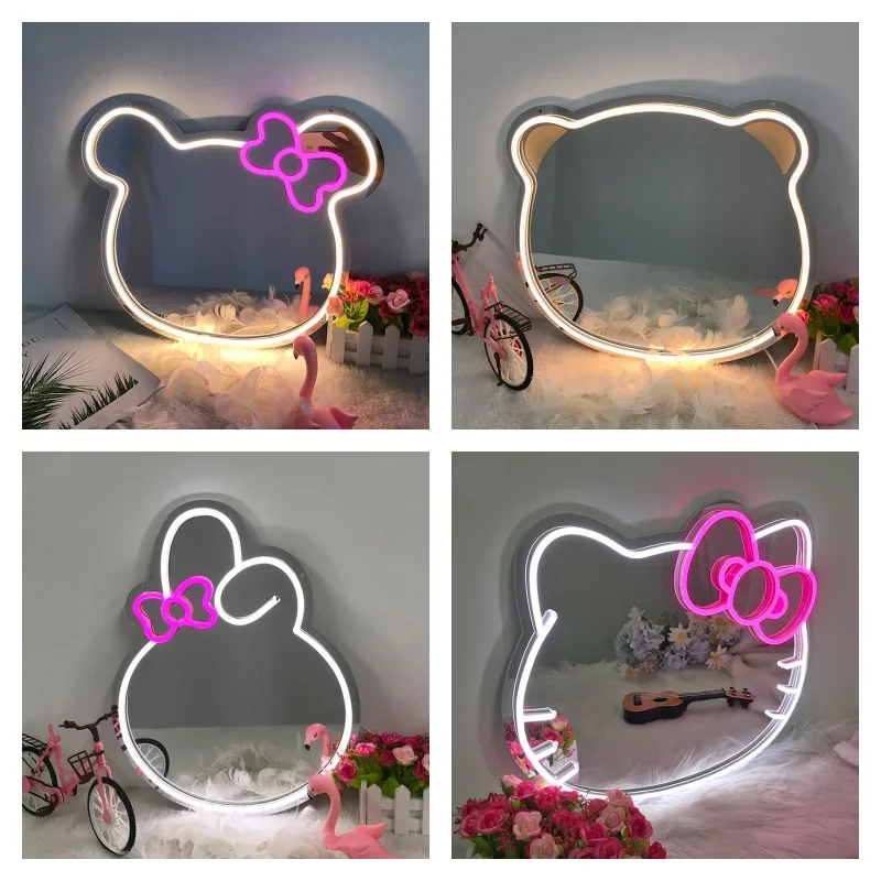 Creative Animal Shape Mirror Neon Light Signs Home Decoration Led Neon Mirror Christmas Atmosphere Wall Decor Lamp Bar Led Sign