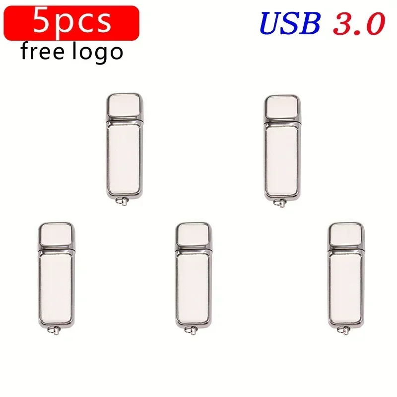 JASTER 5PCS/LOT USB 3.0 Flash Drive 128GB Free Custom Logo Color Print Pen Drive White Leather with Box Memory Stick 64GB U Disk