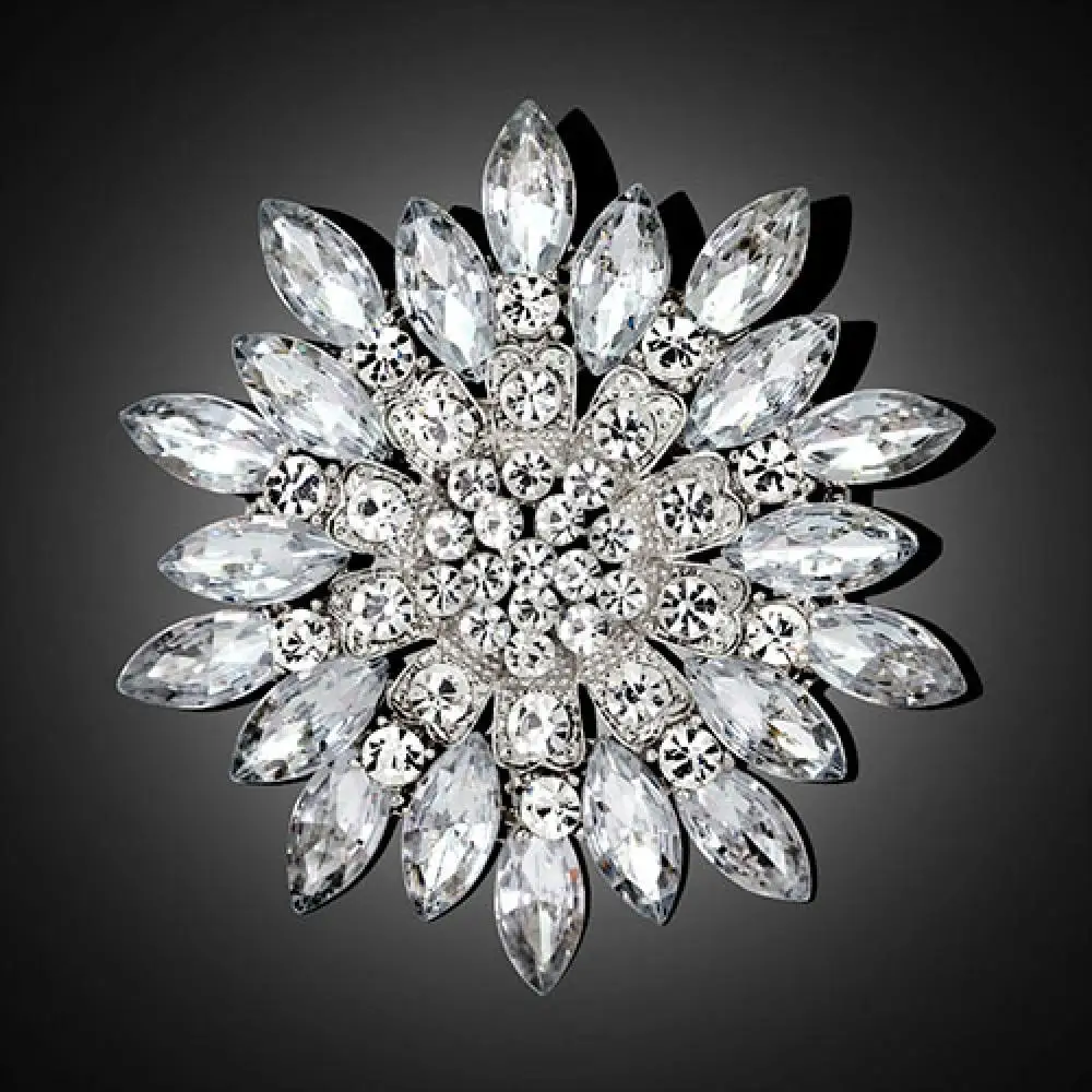 Luxury Women Fashion Flower Brooch Crystal Rhinestone Jewelry for Wedding Brooch Party Gift