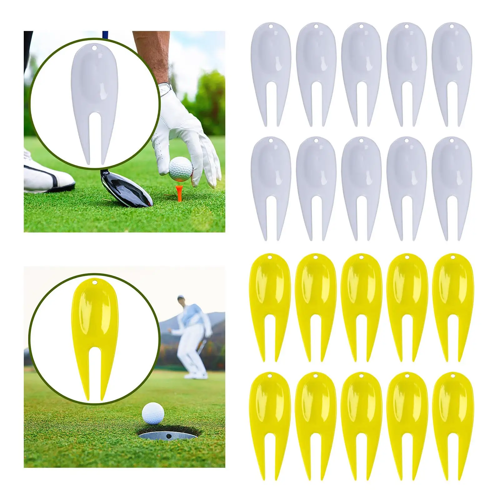 10pcs Golf Divot Tools, Portable Pitch Mark Repair Fork Putting Indicator for
