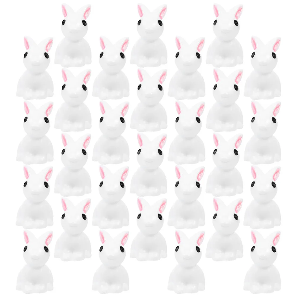 60Pcs Mini Bunny Resin Decor for Tabletop Cake Micro Landscape Garden Moss Art Craft Home Decoration Gifts