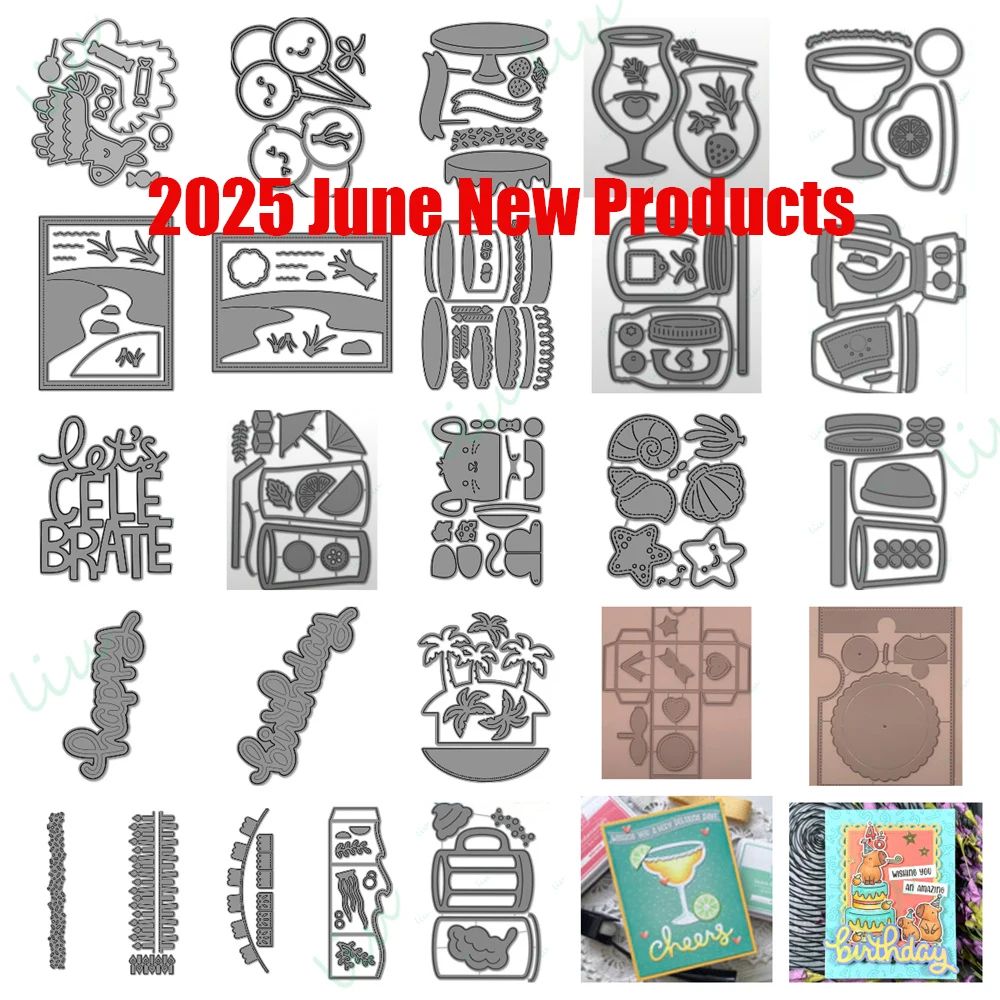 

2025 June New Cat Happy Birthday Metal Cutting Dies Stamps and Stencils for DIY Handmade Diary Cards Photo Album Birthday Gift