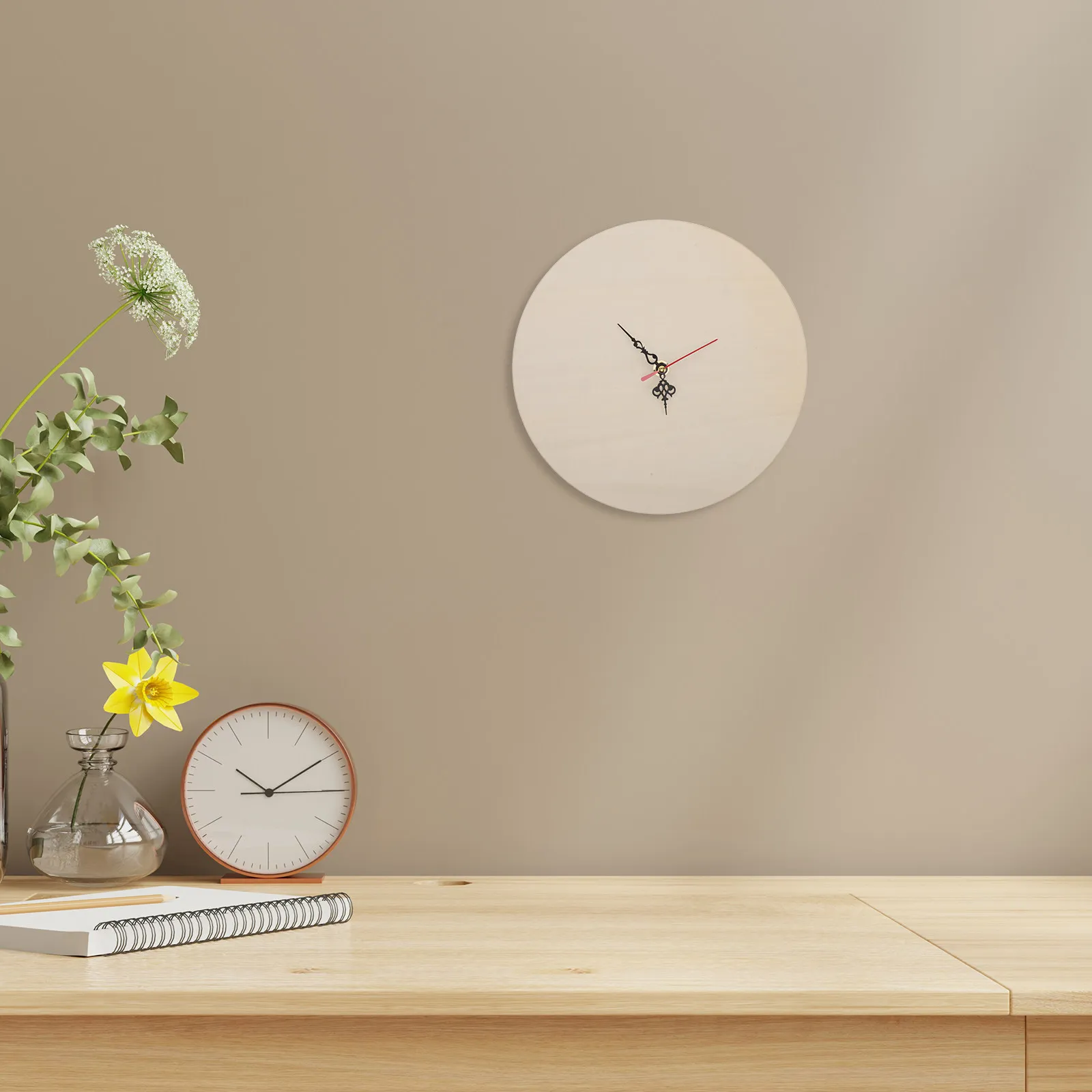 

10-дюймовый деревянный циферблат без отделки, круглый, для росписи, поделок, проектов DIY, набор для изготовления часов, декор для дома и офиса