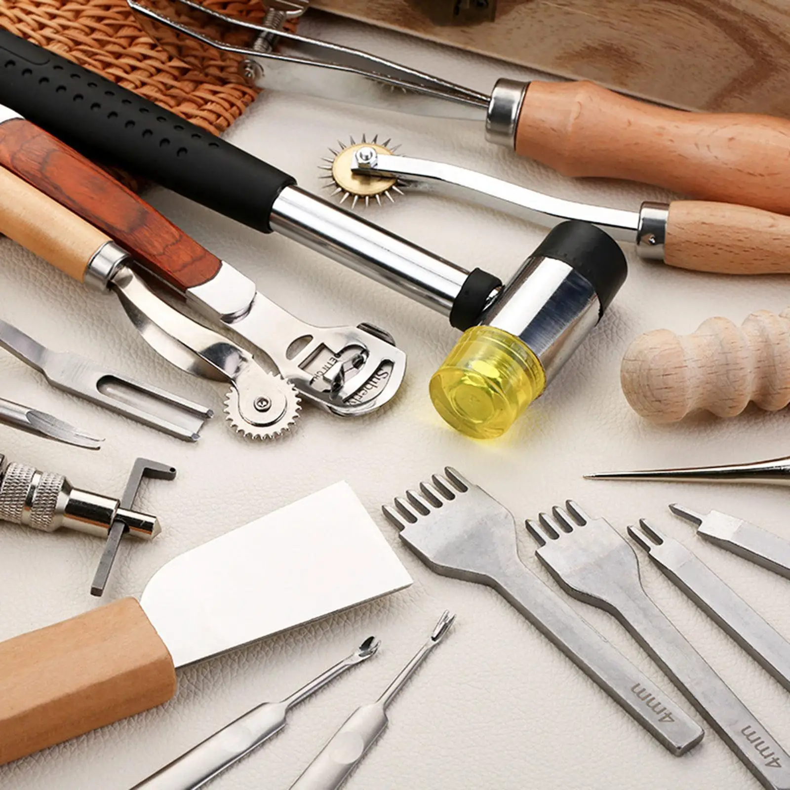 29 Pieces PU Leather Working Kit with Storage Bag Equipment Groover PU Leather Craft Tools for Stamping Carving PU Leather Craft