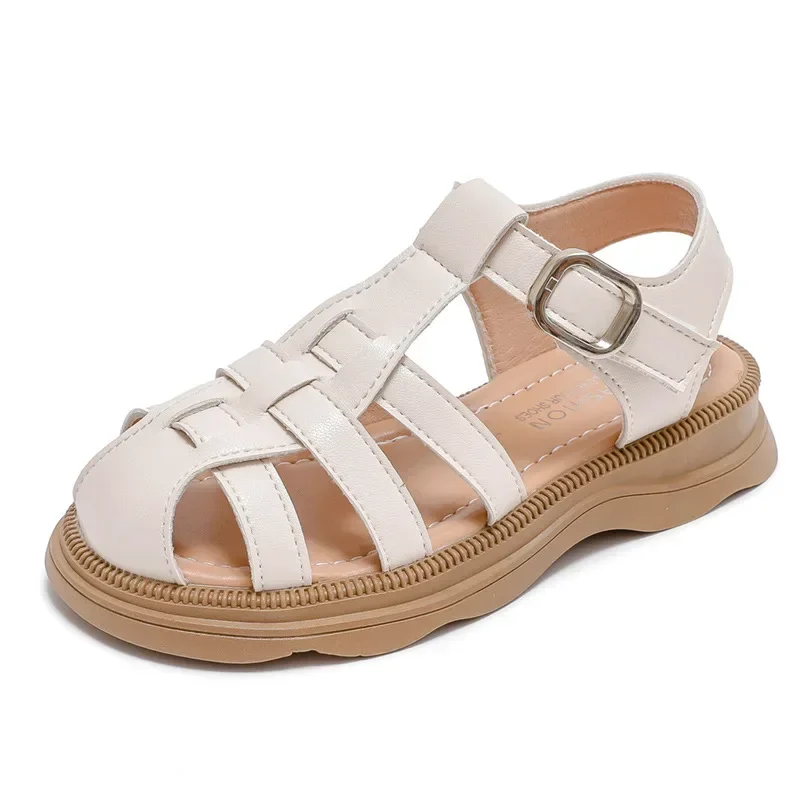 Girls Sandals Summer Hollow-out Children Versatile Sandals Fashion Causal Kids School Braided Style Flat Sandals Thick Bottom