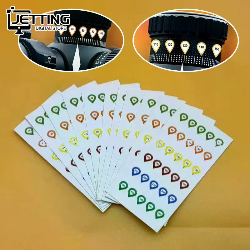 10 Sheets Rifle Scope Turret Sticker Set Scope Adjustment Dope Stickers Rifle Scope Turret Tags For Distance Markers