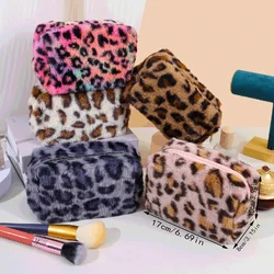 New Leopard Pattern peluche borsa cosmetica ottagonale borsa per il trucco da donna borsa per la cura della pelle borsa per il trucco organizzatore cosmetico da viaggio