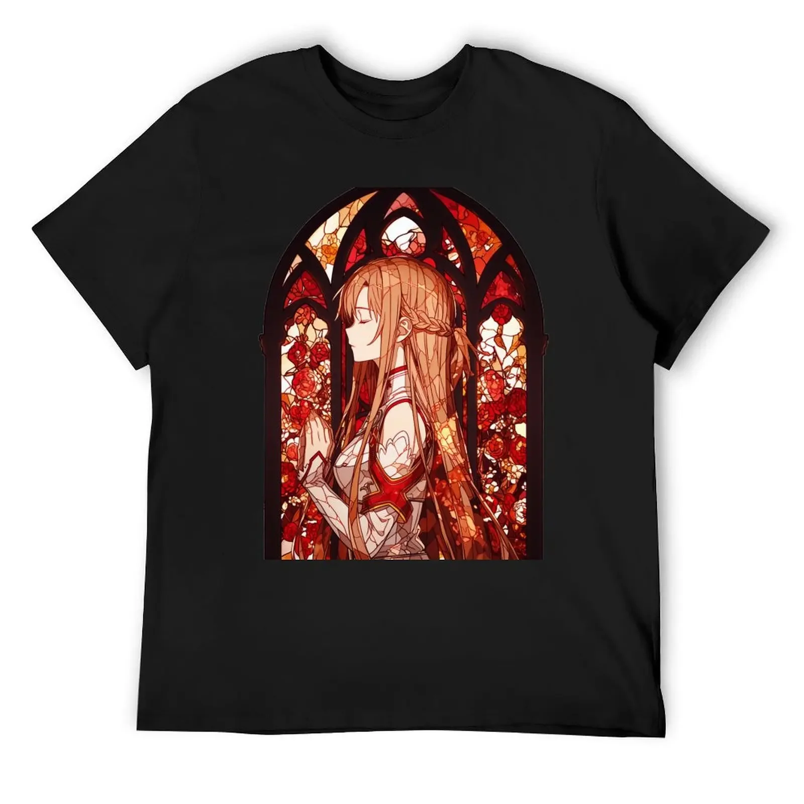 Stained Glass Asuna T-Shirt anime stuff plus sizes mens clothing