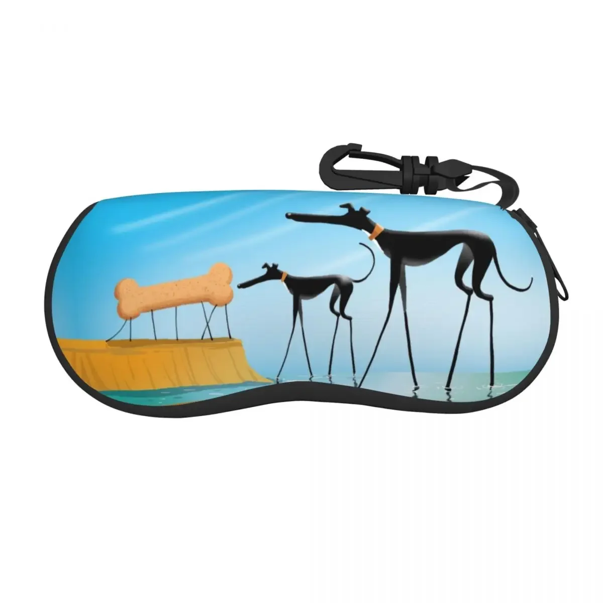 Salvador Dali Funny Greyhound Lurcher Glasses Case Portable Whippet Sighthound Dog Art Shell Eyeglasses  Sunglasses Box