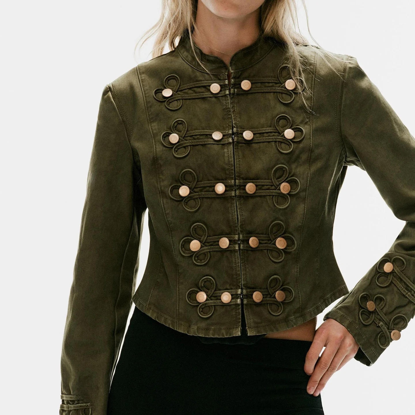 Women's Casual Style Long Sleeve Stand Collar Denim Button Short Jacket Autumn Fashion Outerwear ZADATA Brand Slim Fit Model