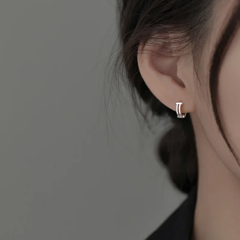 

Настоящее серебро 925 пробы, мини-фигурка, круглые серьги-кольца для женщин, модные геометрические ювелирные изделия, индивидуальные аксессуары