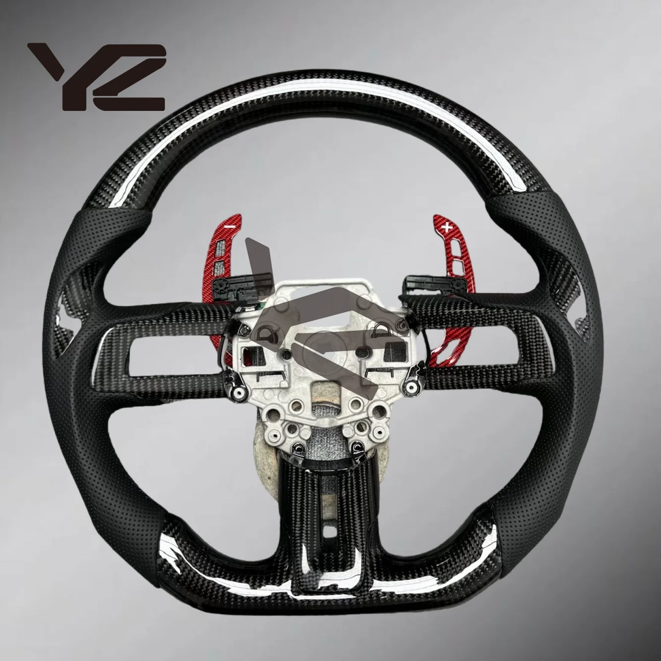 2020 for Ford Mustang GT Real Carbon Fiber Racing Steering Wheel with Fancy LED Shift Light Design for 2018 2019 Cars