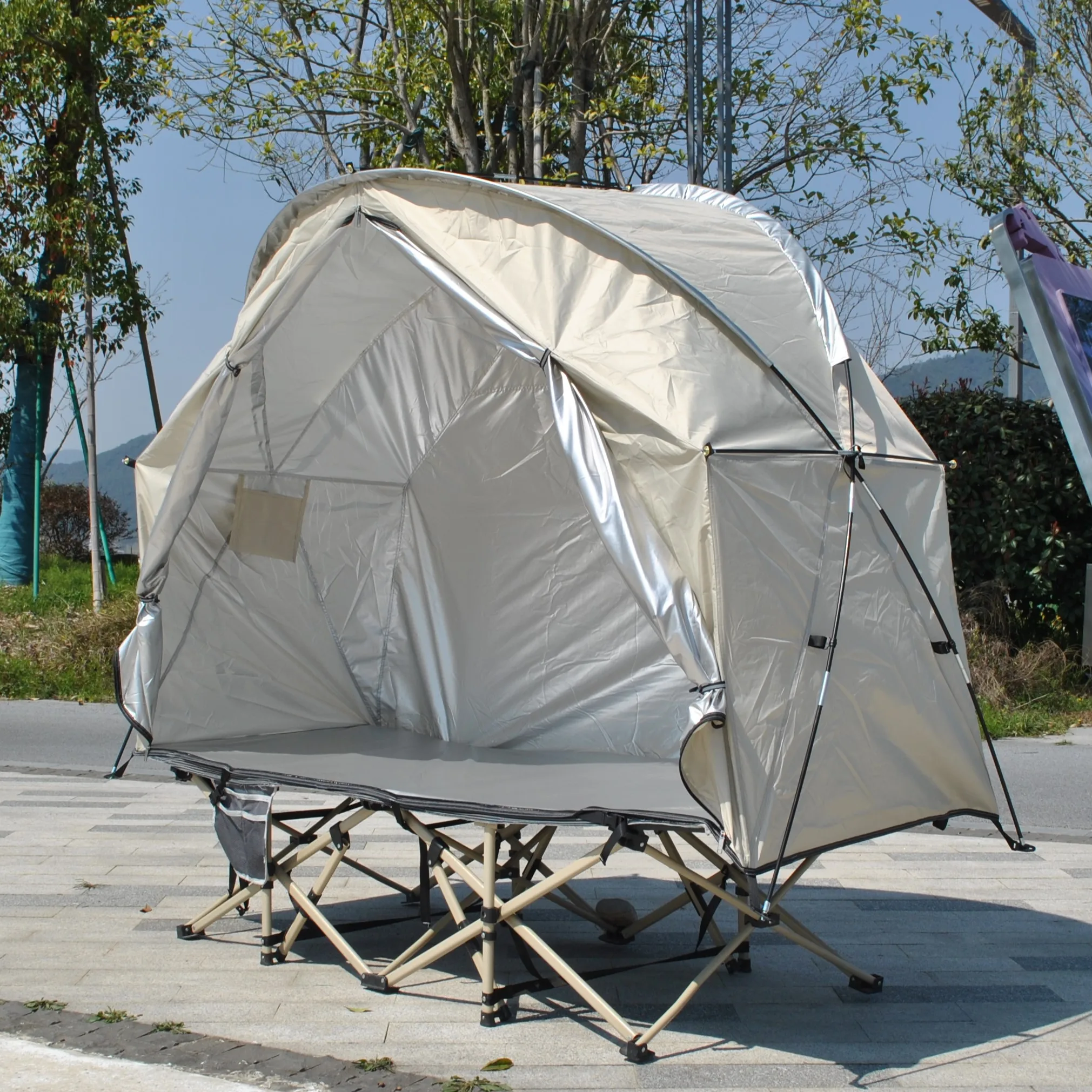 

4 Season Solo Tent Waterproof with Window,Ground/Off the Ground Tent for Backpacking Camping Hiking,Fishing,Excluding Bed