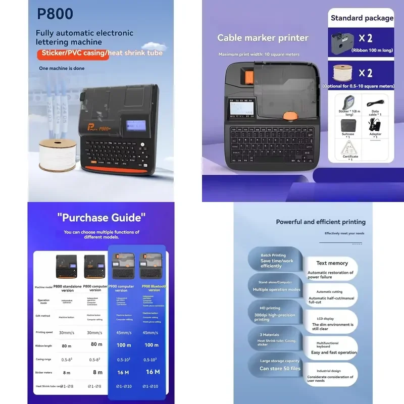 Automatic Cable Marker Tube Printer Heat Shrink Wire Numbering Machine Electronic Label Ribbon Sticker Printing Device