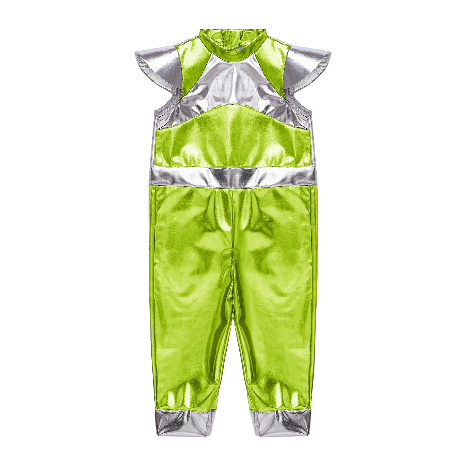 Baby Girls Boys Metallic Alien JUmpsuit Cap Sleeve Color Block Romper+Hair Hoop Headband Halloween Themed Party Dress up Costume