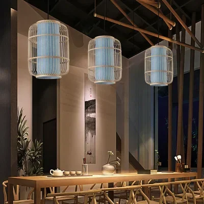 Chinese Bamboo Weaving Bamboo Chandelier Zen Tea Room Hot Pot Restaurant Light Hotel Hotel Balcony Japanese Retro Lantern Lights