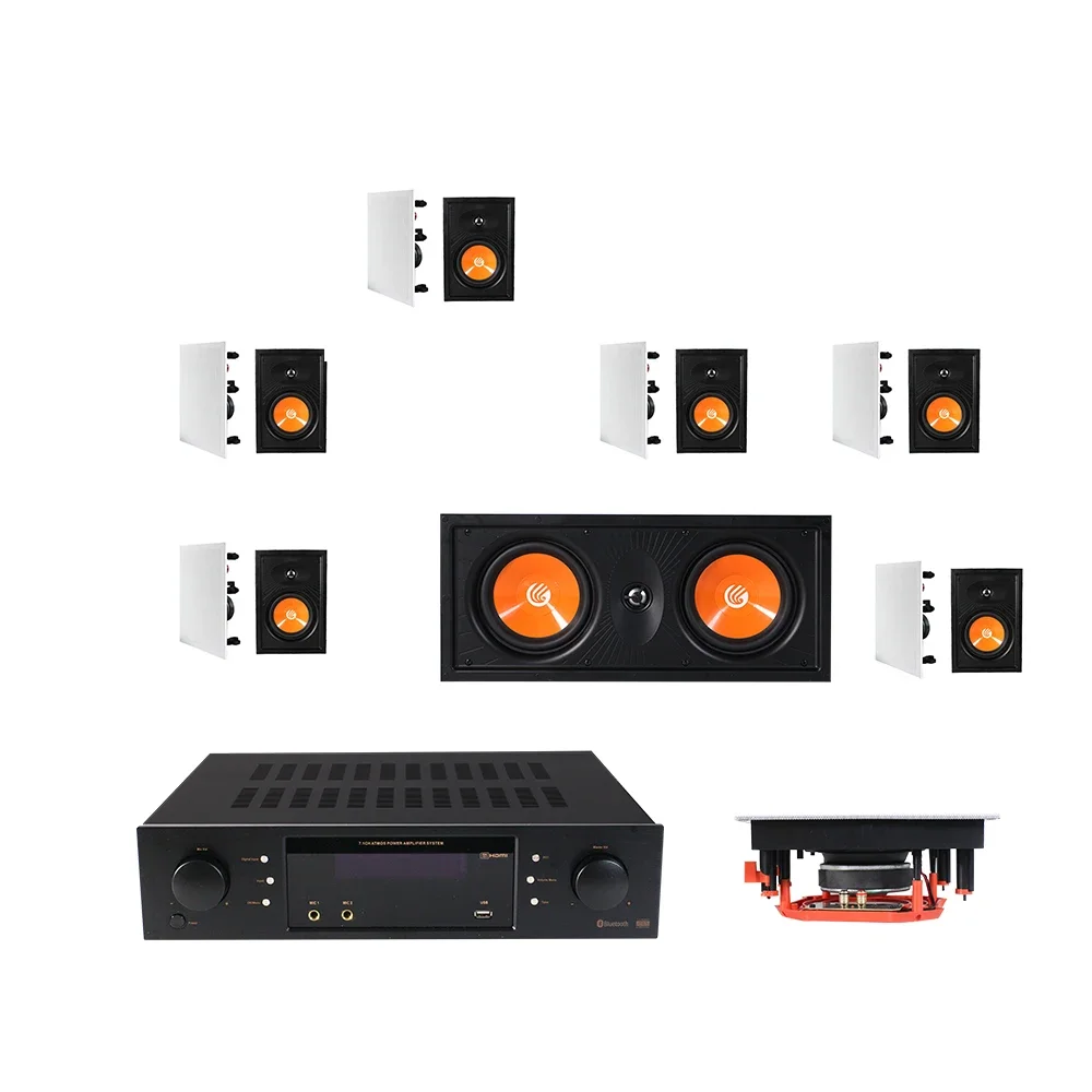 

Smart Home Theater Surround 7.1 Sound System All-in Wall Speakers and Digital Amplifier for Home Theater 7.1 AV Solution