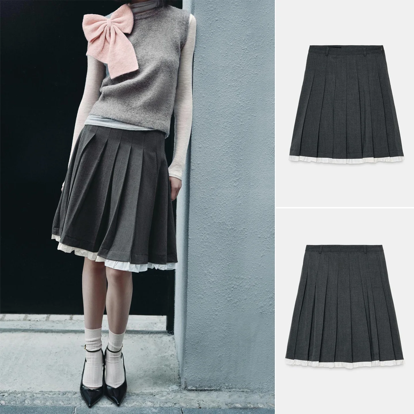 

Юбка-миди трапециевидной формы с высокой талией, осеннее новое поступление, женская модная многослойная юбка-миди длиной до колена с широкими складками Ci Commute, повседневная...