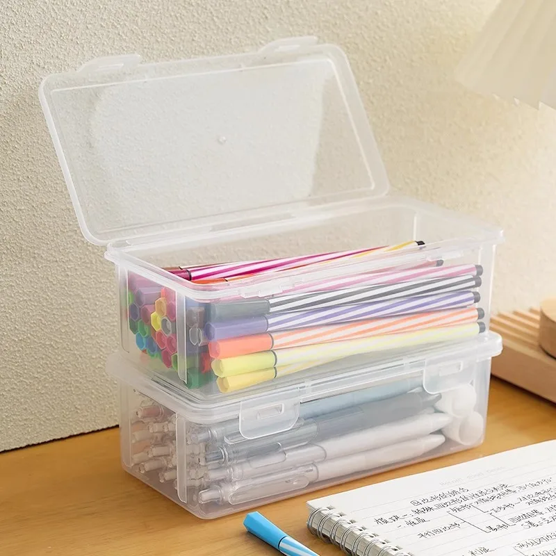 

1pc Translucent PencCase Large Capacity Lightweight Convenient for School Supplies Storage Pen Box Organizer Box