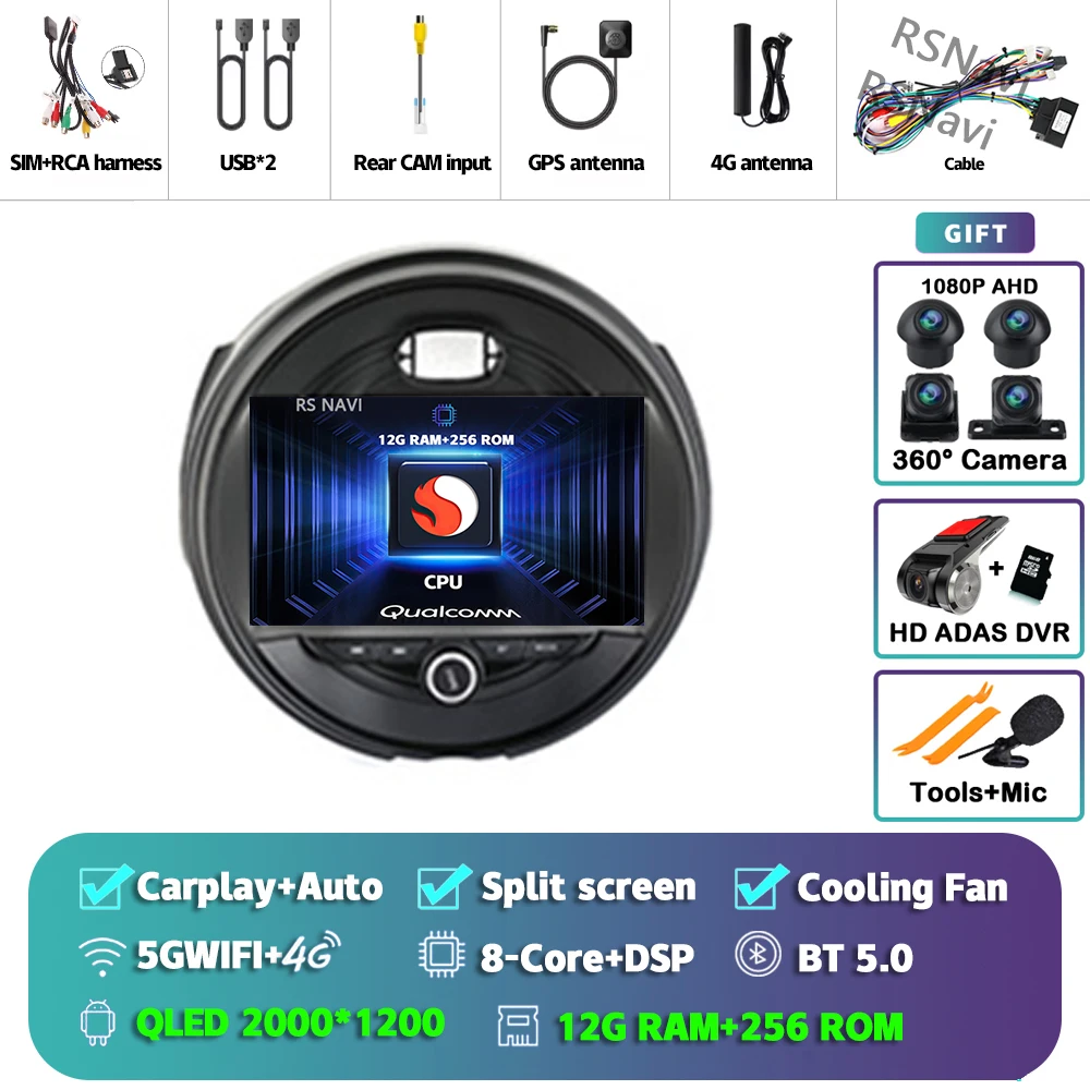 Android 15 Carplay Auto 2K Scherm Autoradio Multimedia Speler Voor BMW MINI Cooper F54 F55 F56 F60 2015 - 2019 Autoradio Stereo