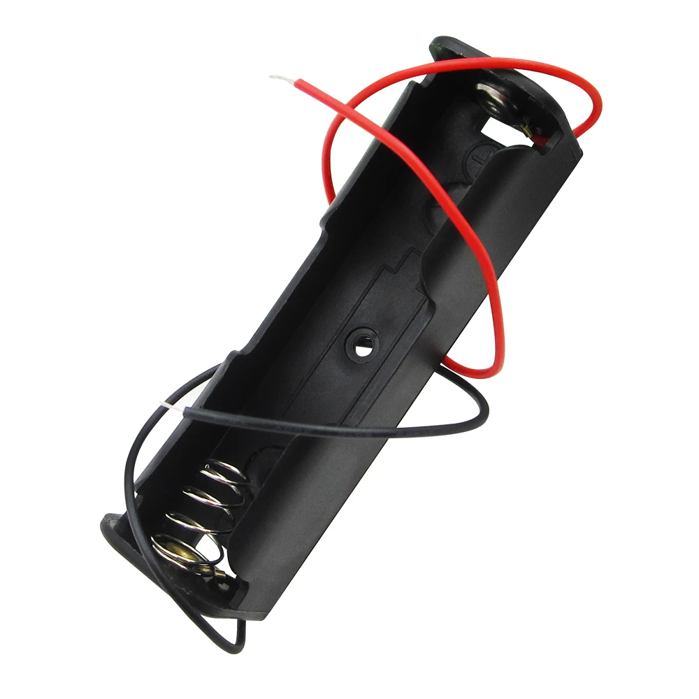 1pc Wholesale Store Plastic Battery Box Storage Case for 1 x 18650 Black with 6" Wire Leads