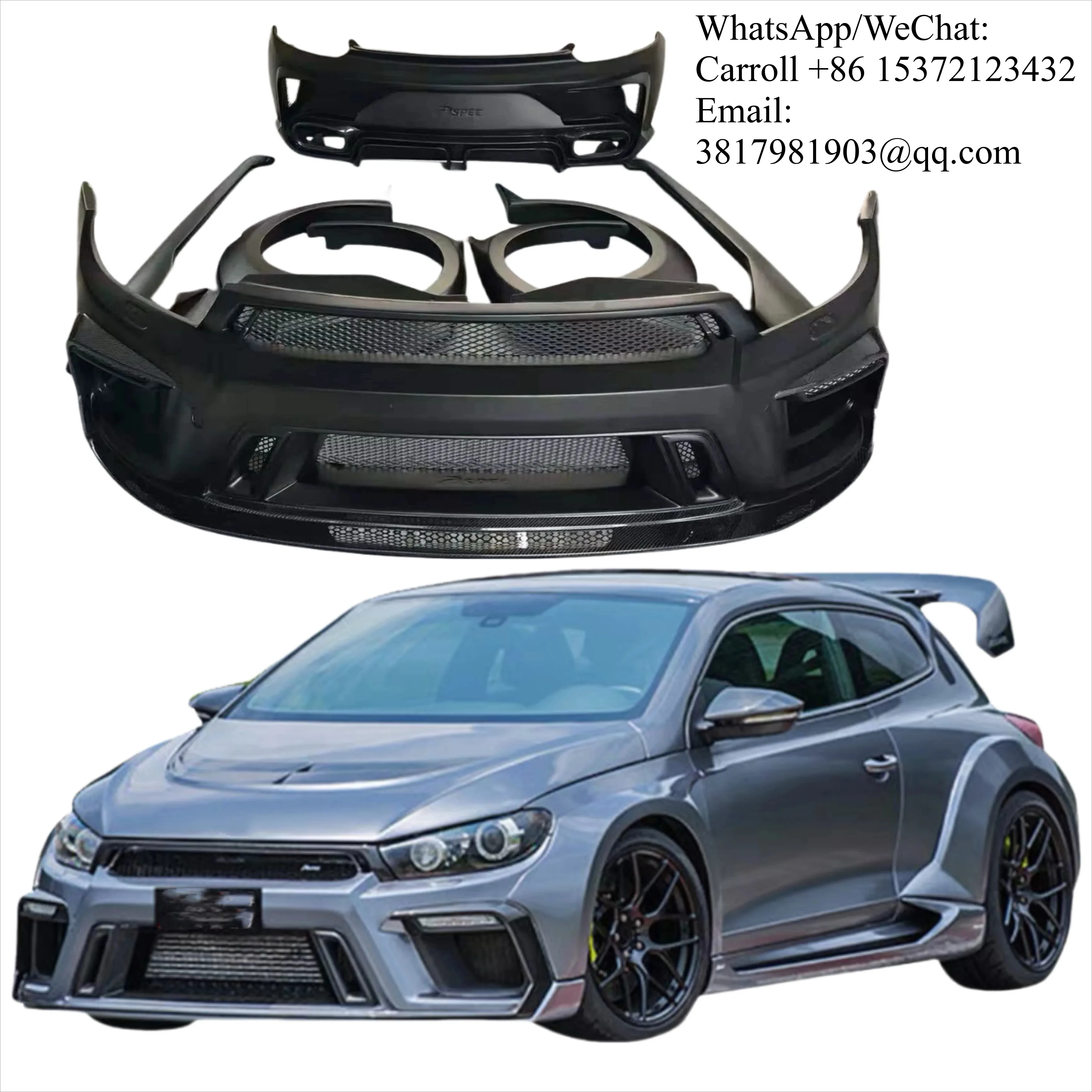 

Car Wide Body Kit For Volkswagen Scirocco Upgrade ASP Style Front Bumper Rear Bumper Side Skirts Rear Spoiler Hood Wide Body Kit