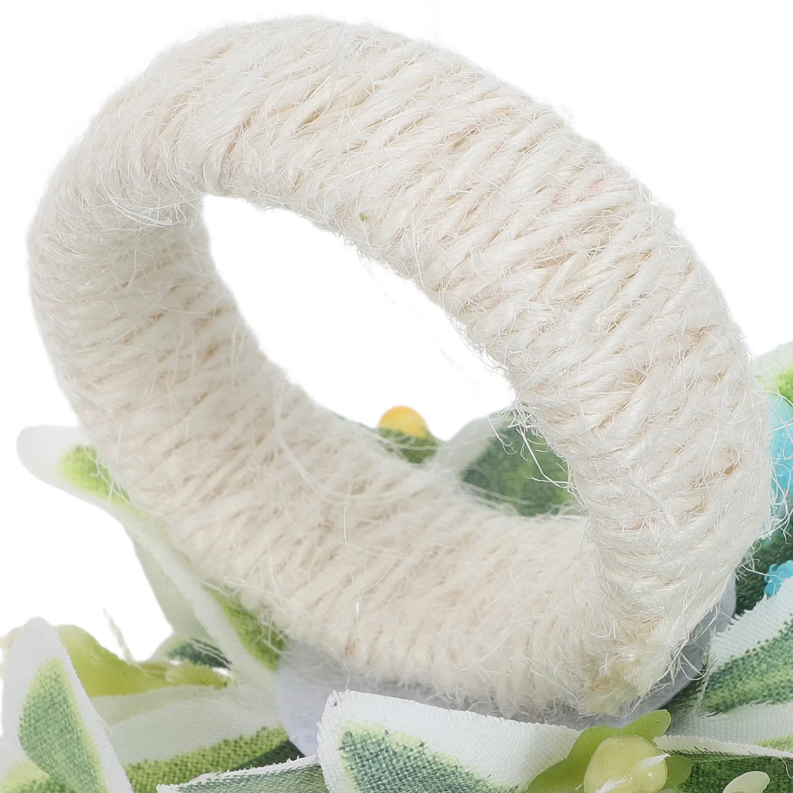 6Pcs Easter Napkin Rings Bunny Napkin Holder Buckle 1.26 Inch Rustic Jute Rope Rabbit Serviette Holders Artificial Egg Spring
