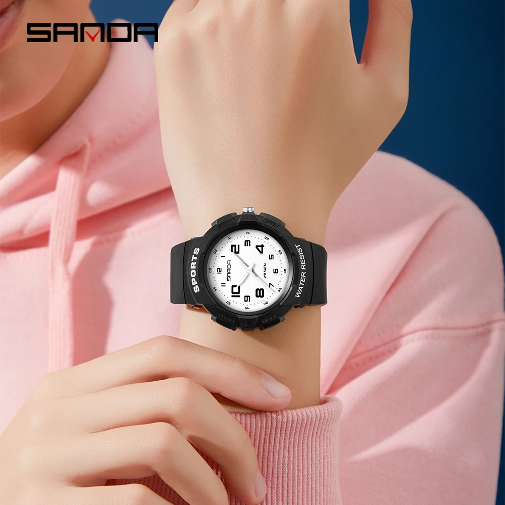 SANDA Cute Compact Fashion Children Sport Watches for Middle School Students Women for Ladies Quartz Waterproof Watch