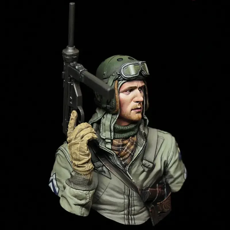 1/10 Resin Bust Model - American Tank Soldier Figurine, White Mold, Handmade, Military Theme, Unassembled and Unpainted