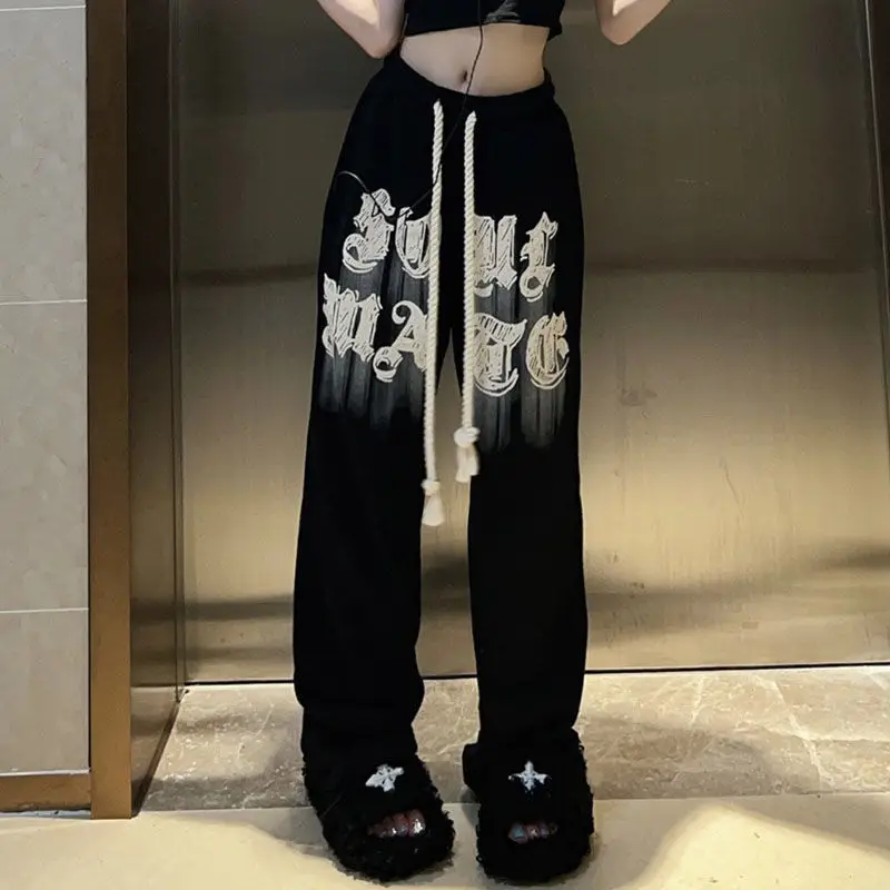 

Мужские широкие брюки свободного кроя в американском ретро-стиле, унисекс, для пар, осенне-зимние, больших размеров, повседневные, модные