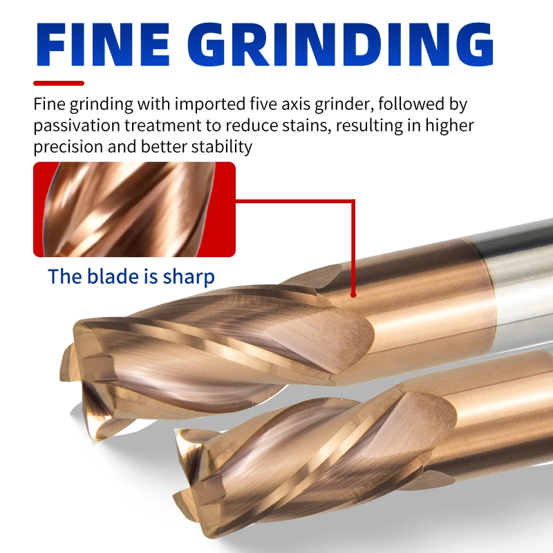 

HRC55 4 Flutes Carbide Ball Nose End Mill Tungsten Steel CNC Router Bit Milling Tool R0.5-R6 Cutting Tools
