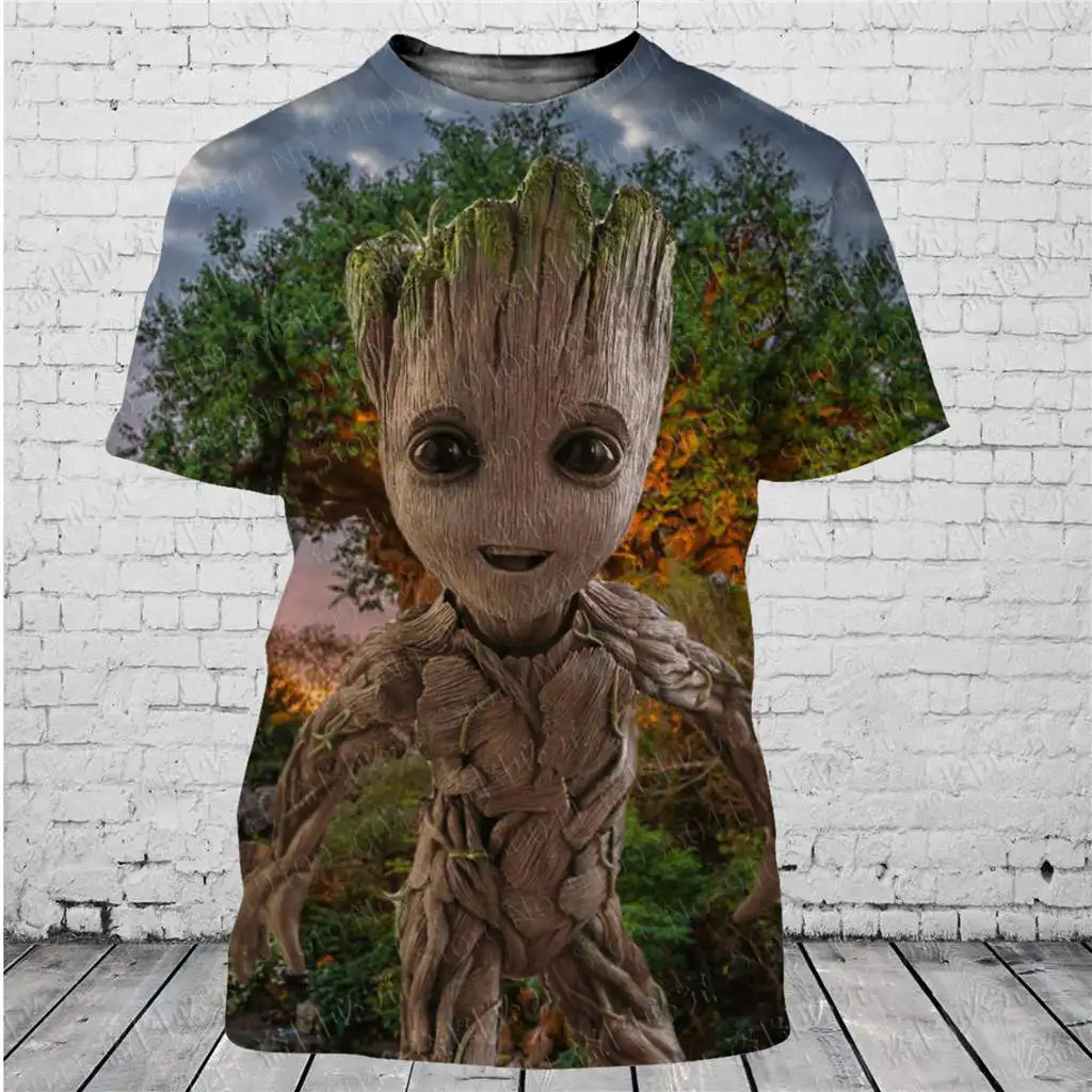 Guardians of the Galaxy Groot menyesuaikan gambar apa pun kaus Disney cetak 3D Pria Wanita Atasan Streetwear kasual