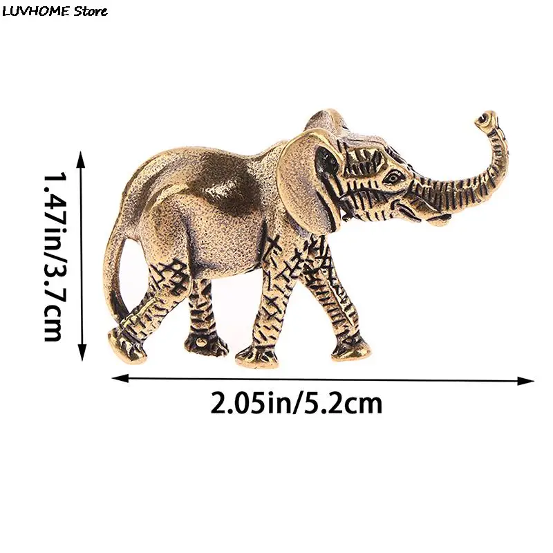 1Pc Antique Bronze Minature Elephant Figurines Tea Pet Table Ornament Decorations Solid Copper Animal Crafts Home Decor