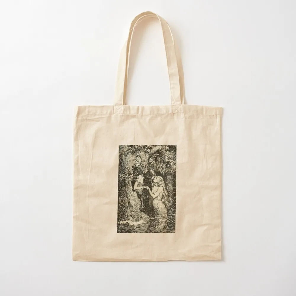 The Nymph Caught The Dryad In Her Arms By H.R. Millar (1904) Sapphic Vintage Print Tote Bag Customizable tote bag