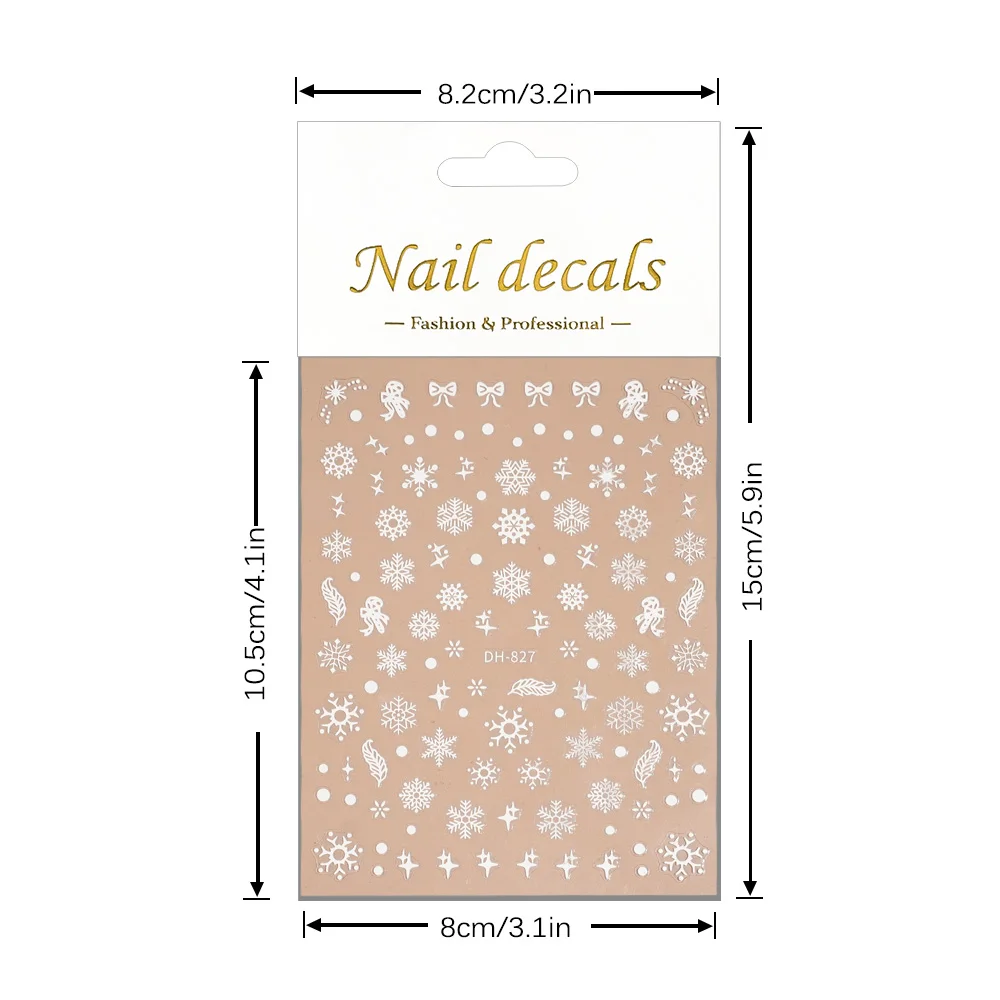 1/5/10 pièces flocon de neige arc plume ongles autocollants hiver noël 3D plat Nail Art décalcomanies bricolage manucure décoration avec pince à épiler