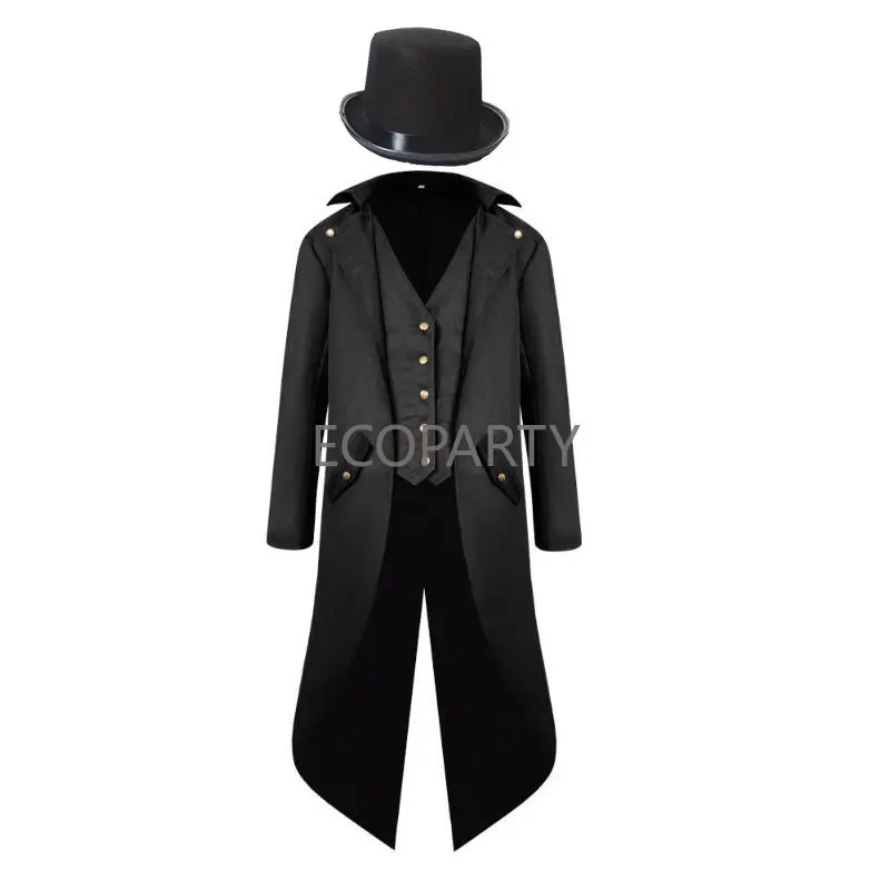 Ecowalson-traje Steampunk Vintage para hombre, chaqueta de Tailcoat, gótico, mago, Ringmaster, 20