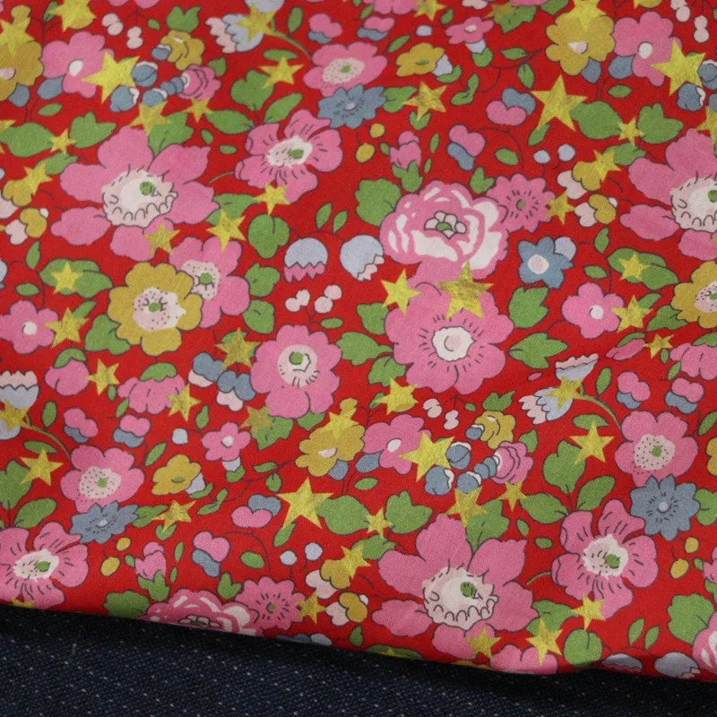 Betsy Star Floral 100% Cotton 80S Like Liberty Fabric Digital Printed For Sewing Cloth Dress Skirt Kids Designer Poplin Tela