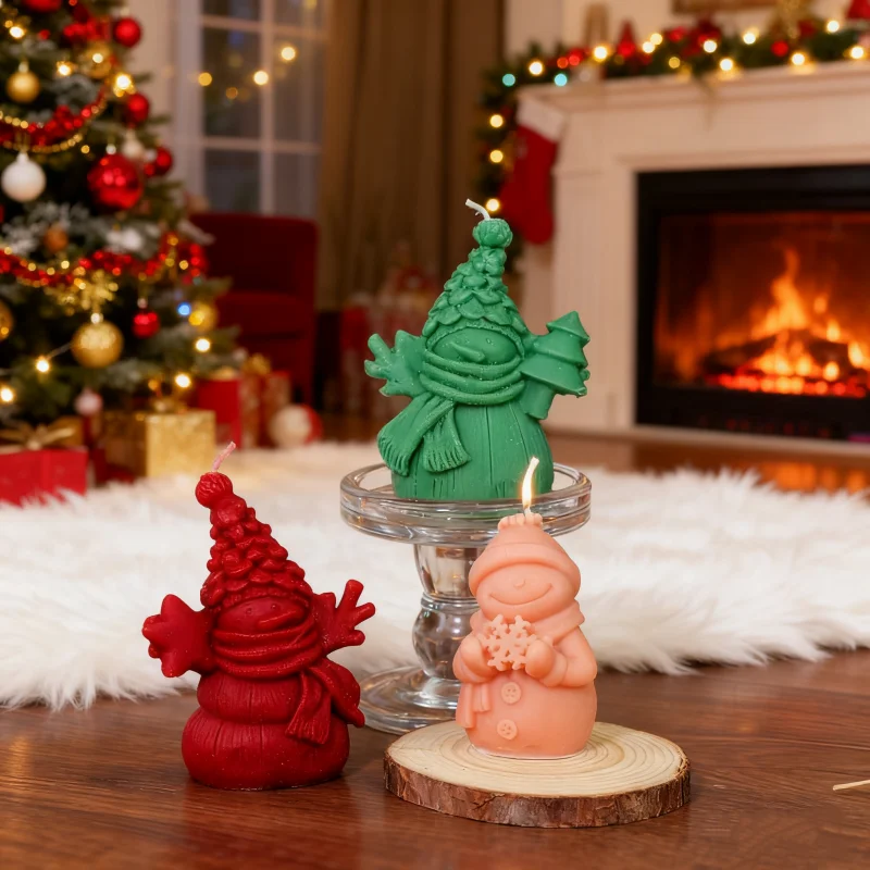 

Christmas Wear Hat Snowman Hold Tree Silicone Candle Mold DIY Cute Snowman Aromatherapy Plaster Crafts Resin Mold Holiday Gifts