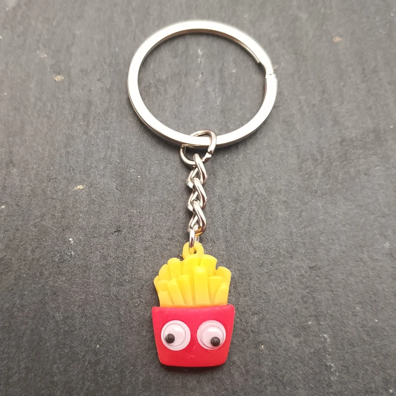 Creative Korean version of simulation pizza fries burger pendant keychain gift promotion food series accessories resin keychain
