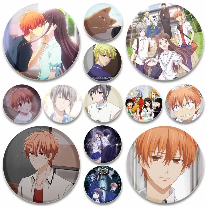 Broches de Anime de cesta de frutas, insignia de chaqueta, Jeans, alfileres de solapa, Linda figura de dibujos animados, Honda Tohru, Souma, Yuki, Soma, Kagura, Souma Kyo, regalo