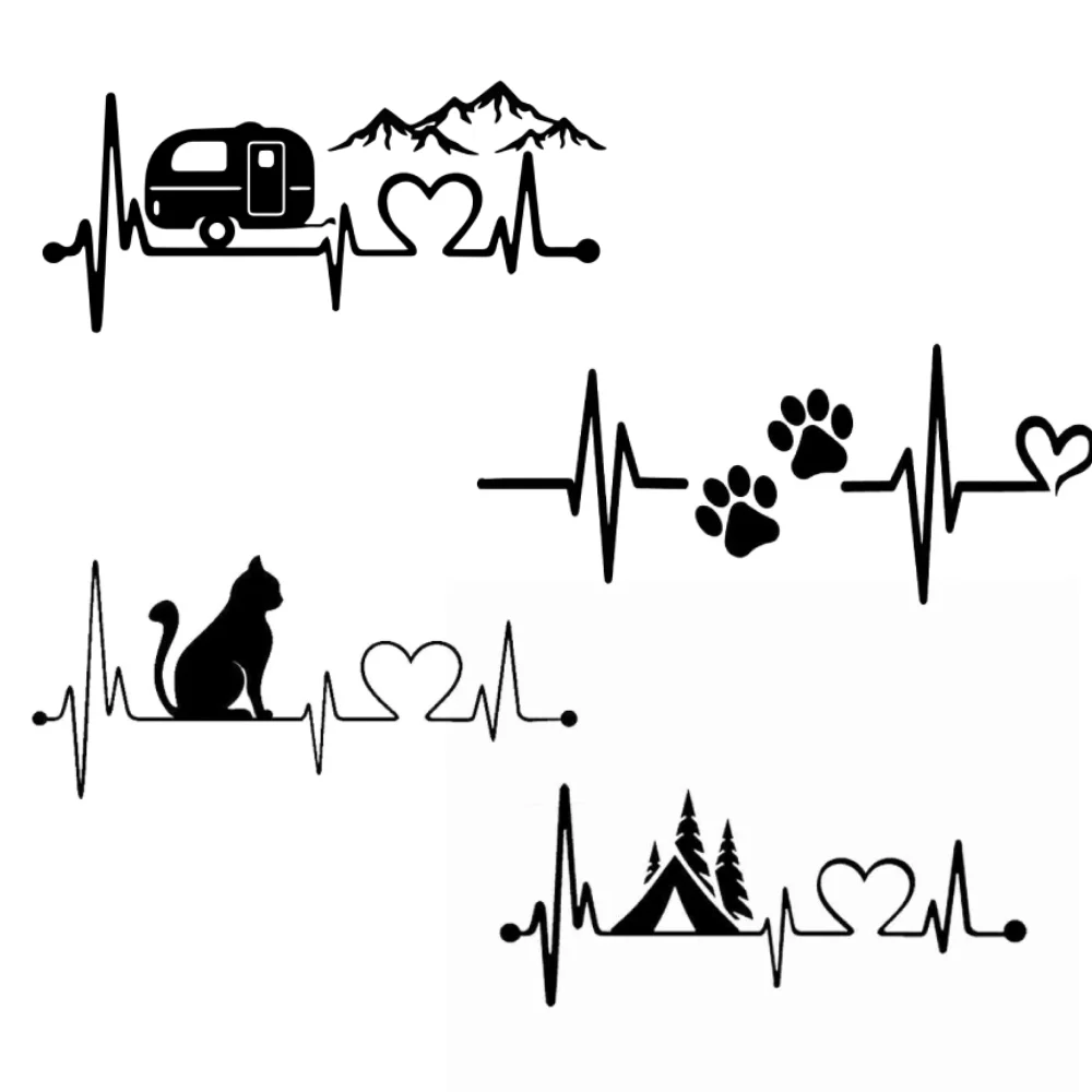 

Camper Heartbeat Lifeline Camping Car Sticker for Bicycle Motorcycle Accessories RV Off-road Vehicle Laptop Helmet Trunk Window