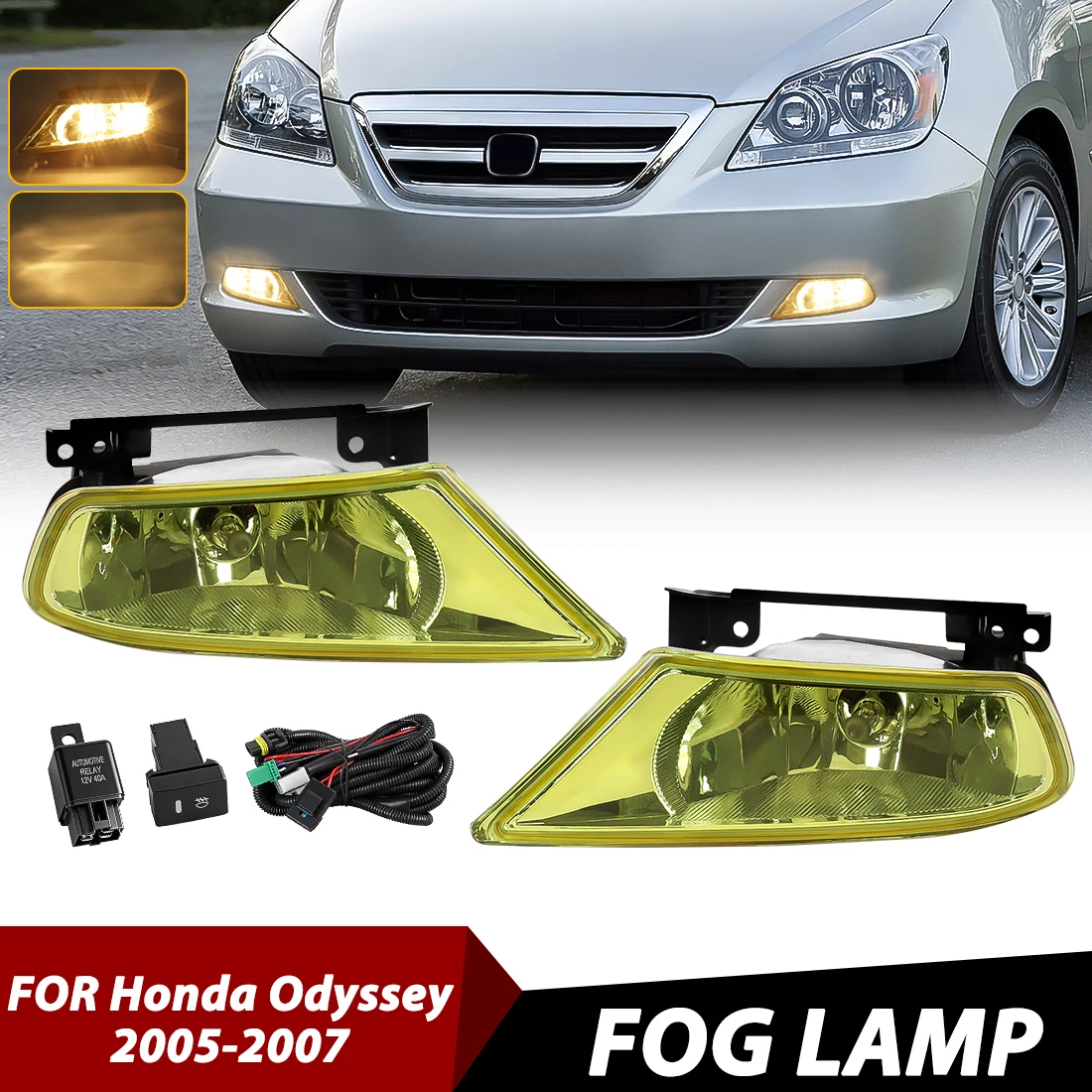 Car Halogen Fog Lamp For Honda Odyssey 2005 2006 2007 Front Daytime Running Light DRL Fog Lamp Assembly with Wiring Harness 12V