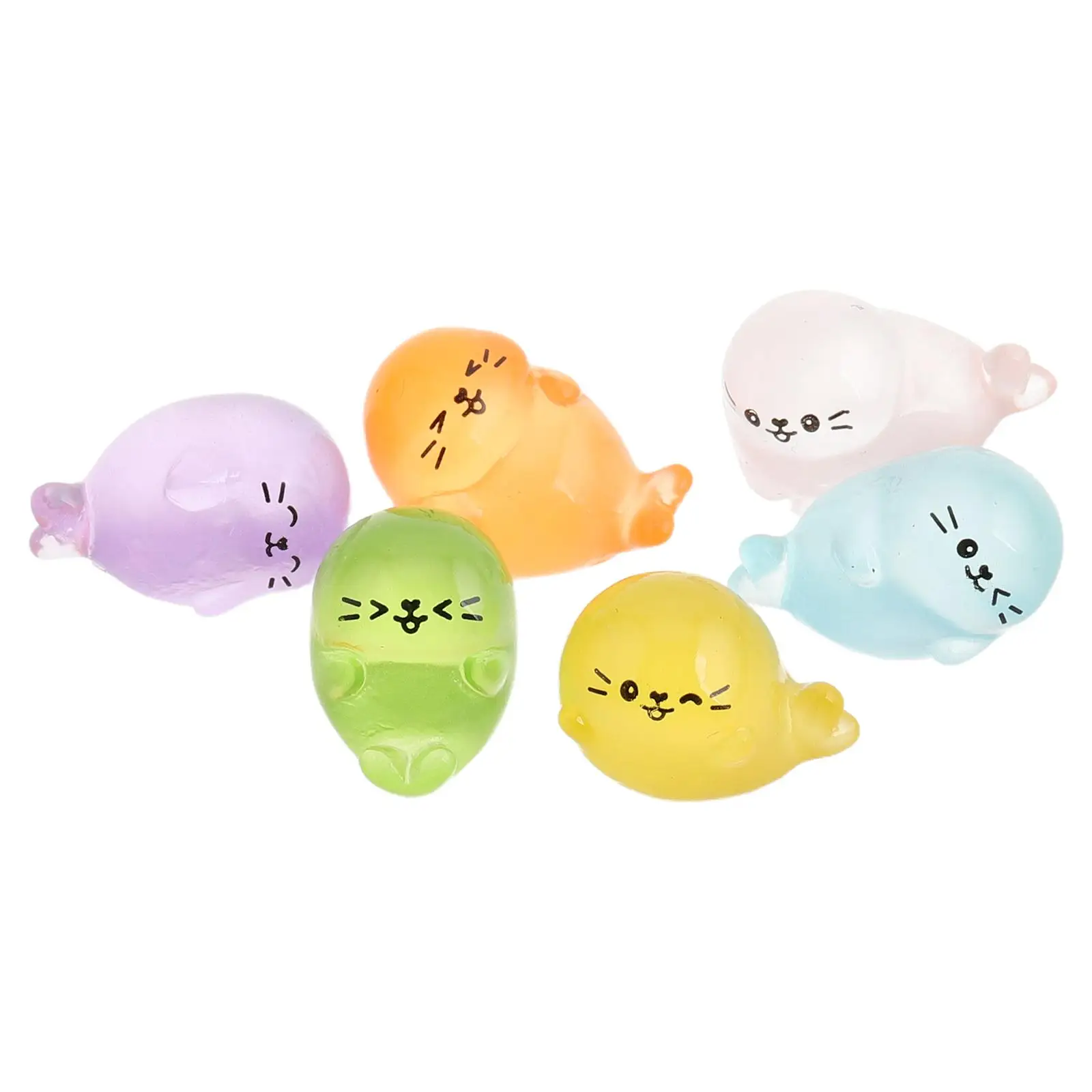 

6 Pcs Mini Seal Decoration Micro Miniatures Statue Terrarium Parts Tiny Resin Figurines Small Ocean Animal Figure Statuette