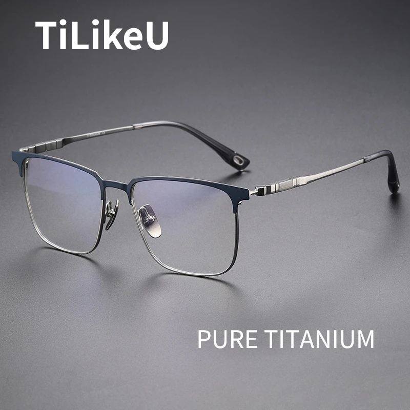 Business Pure Titanium Glasses Frame Men Square Myopia Prescription Eyeglasses Organ Leg Design Women Retro Luxury Brand Eyewear