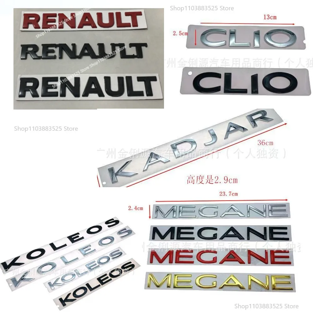 

Car Pasted English letters Emblem Badge Sticker for Renault Clio Megane Captur Kadjar Koleos