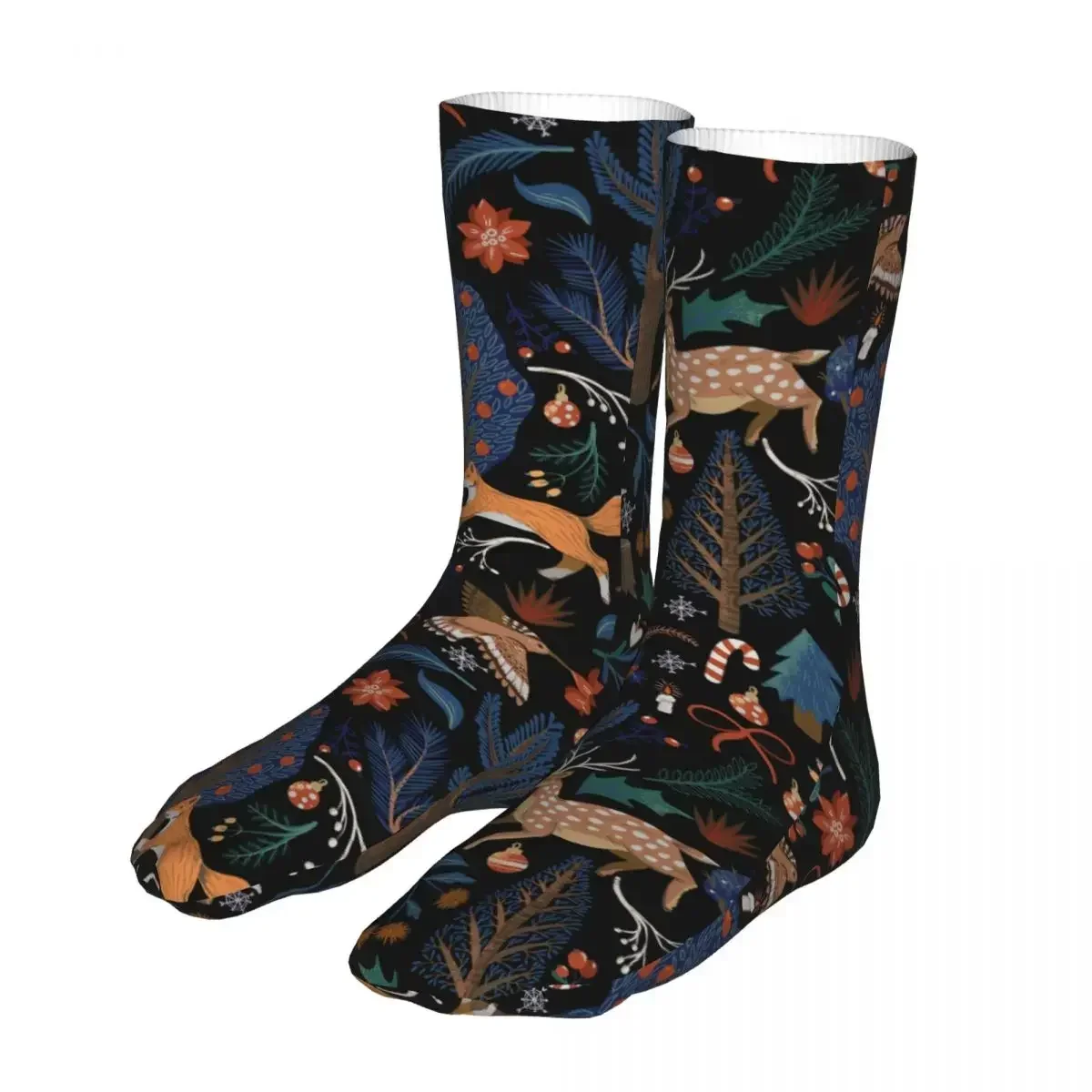 Men Sports Trees Deer Foxes Christmas Socks Cotton Funny Woman Sock