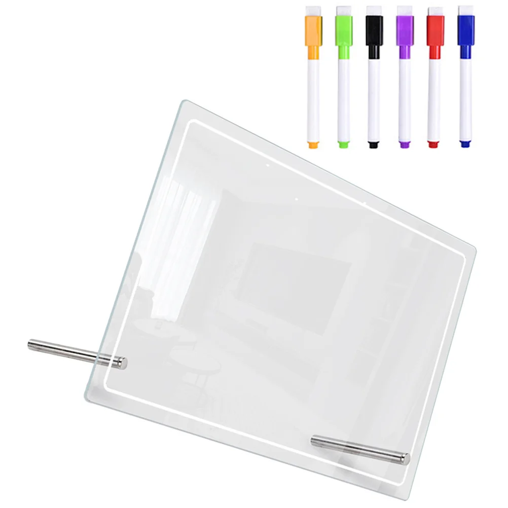1 مجموعة رسالة أكريليك شفافة للطلاب الكتابة مذكرة مجلس منظم سطح المكتب مدرسة مكتب التموين ملاحظة قابلة للمسح #6
