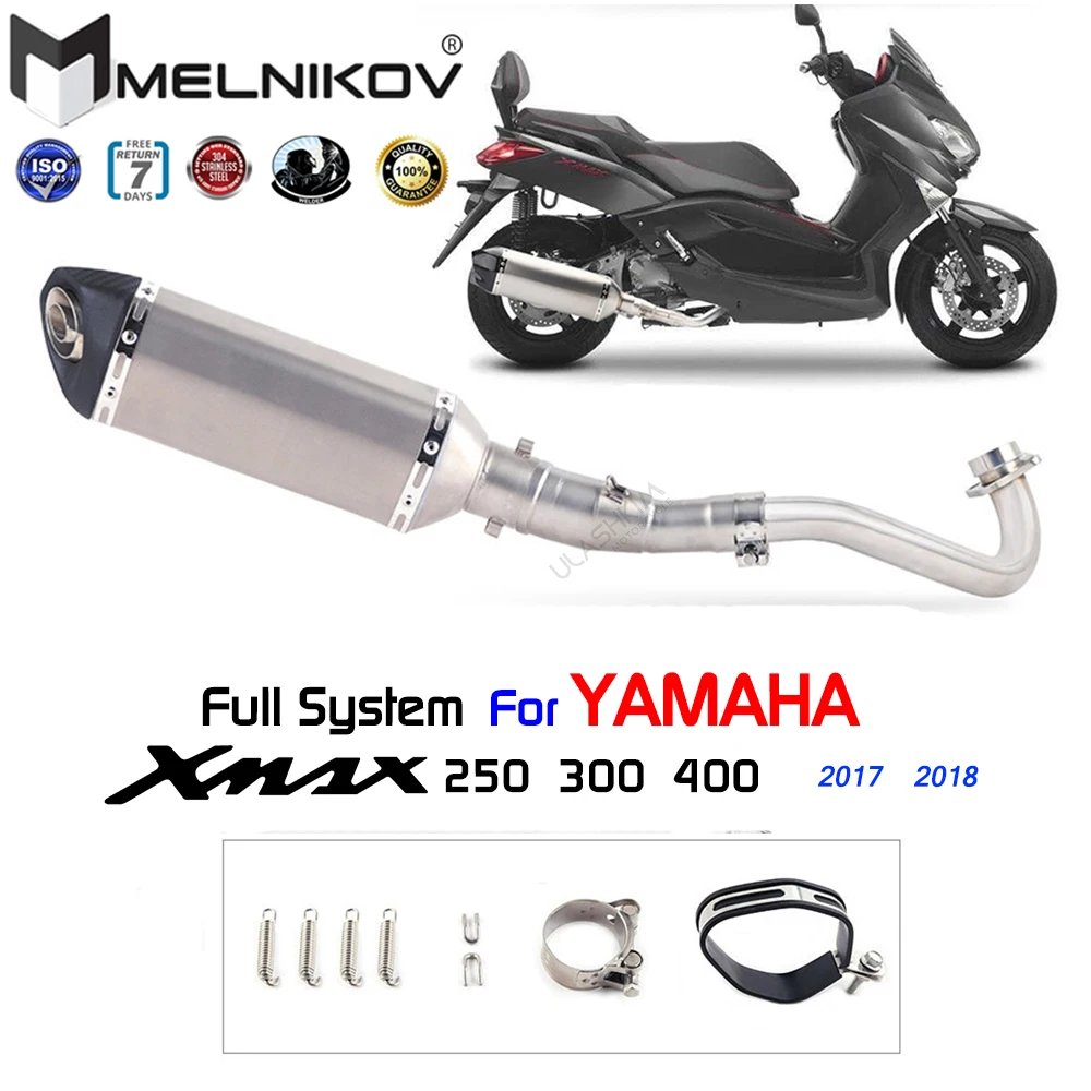 Slip On For Yamaha XMAX300 XMAX250 XMAX400 Motorcycle Full System Exhaust Muffler Escape Middle Link Pipe 2017 2018